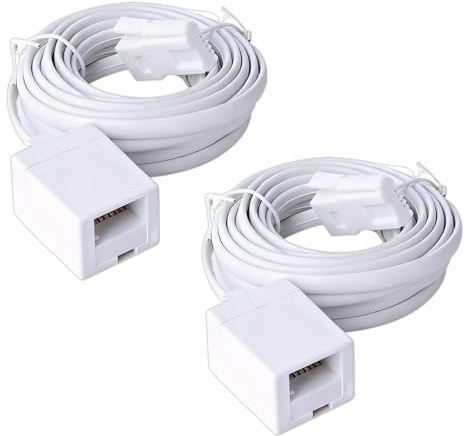 HEUIOP 2 Pcs 5m BT Telephone Extension Cable,Male to Female Telephone Extension Cable with 6-Pin Straight Through for Home Office UK Landline Phone Cord Fax Modem Extender