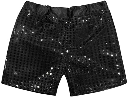 Kids Girls Sequin Shorts Sequin Dance Short Hip Hop Jazz Dance Short Sparkly Sequins Elastic Waist Party Shorts Gymnastics Bottoms Stage Performance Black