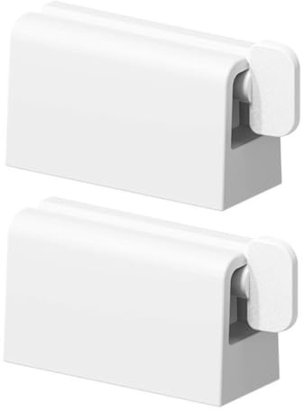 Warmhm Distributeur de Dentifrice Mural Blanc 2 Pièces Porte-Dentifrice sans Perçage Presse-Tube Pratique pour Salle de Bain Optimisation D’Espace Installation Facile sans Outil