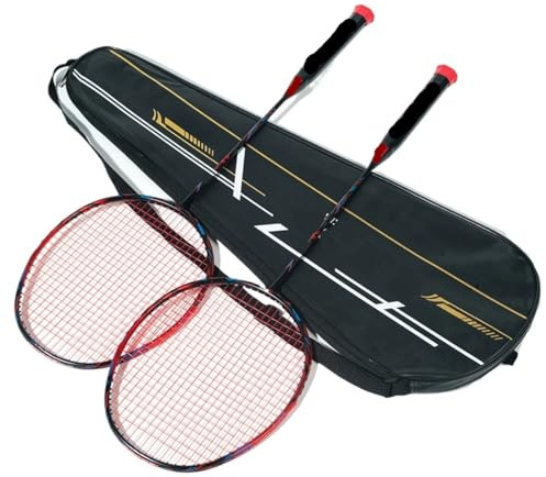 ZQINGQING Badminton Set Raqueta de bádminton Ultraligera 52 g, Fibra Carbono Profesional y Rebote rápido(2Pcs Black Bagged)