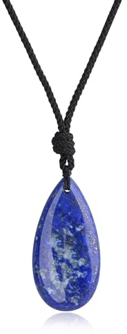 COAI Lapis Lazuli halsband dam, vattendroppshänge, justerbart nylonhalsband, 40-75cm, Sten, Lapis lazuli