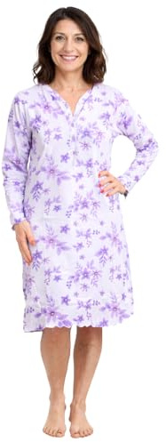 Leedya Camicia da Notte Donna Manica Lunga in Cotone 100% – Primaverile, Morbida e Traspirante, vestibilità Comoda, Made in Italy