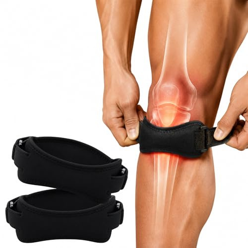 SUSTIVEX 2 piezas Correa de Sujeción para el Tendón Rotuliano, Correa Rotuliana, Rodillera Rotuliana Adjustable, para Sujeta y Protege, Correr, Saltar, Gym, Senderismo, Unisex(Negro)