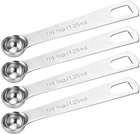 4pcs 1/4 Teaspoon Measuring Spoons, 1/4 TSP, 1.25 ML Single Measuring Spoon | Stainless Steel 1/4 Teaspoon Measuring Spoons for Precise Cooking, Baking and Spices Measurements