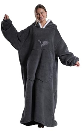 Yzehomijia Hoodie Decke, Lange Kapuzendecke für Faule Leute, bequemes Flannell-Krabbelmaterial, Geeignet für Erwachsene Männer und Frauen.