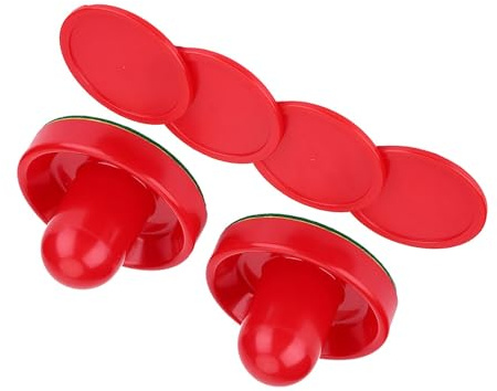Ishockeypuckar Set Slitstarka plastersättningstillbehör för bordsspelsentusiaster Inkluderar 2 skjutare 4 puckar Röd Grön (Liten storlek 60mm)