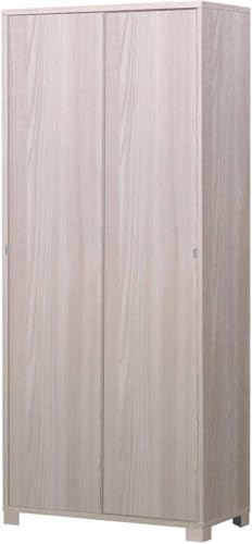 Sarmog Armadio2 Ante Scorrevoli, Armadio 2 ante, Armadio Salvaspazio, Armadio camera da letto, Armadio 2 ante con ripiani, 82x41x h190 cm (Senza Specchio, Olmo Chiaro)