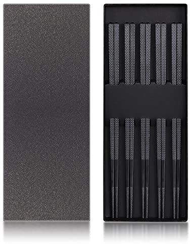 5 Paar Japanische Alloy Essstäbchen, Wiederverwendbare Klassischen Stil, Waschbar Für GeschirrspüLer, Set in Schöner Geschenkbox (Kirschblüten)