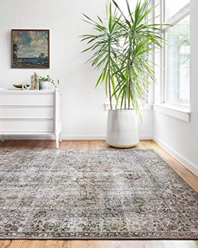 Loloi Layla Collection LAY-06 Taupe/Stone 2'-0 x 5'-0 .13 Thick Accent Rug, Soft, Durable, Vintage Inspired, Distressed, Low Pile, Non-Shedding, Easy Clean, Printed, Living Room Rug