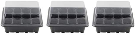 Lot de 3 bacs de germination auto-arrosage 12 cellules pour culture hydroponique avec couvercle pour jardin et maison