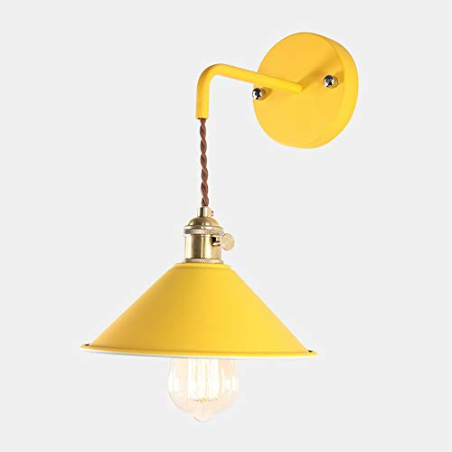 Mengjay Wandleuchte Innen Retro Wandlampe E27 Antik Wandlicht Metall Spiegelleuchte Spiegellampe Flurlampe Wandbeleuchtung für Wohnzimmer Schlafzimmer Flur Balkon Garten Treppen (Gelb)