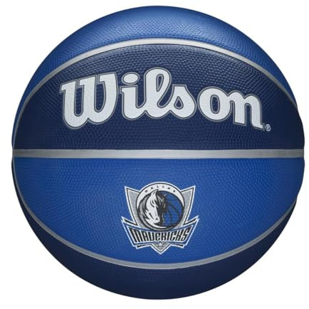 Wilson Pallone da Basket NBA TEAM TRIBUTE BSKT, Utilizzo Outdoor, Gomma, Misura 7, Blu/Blu Scuro (Dallas Mavericks)