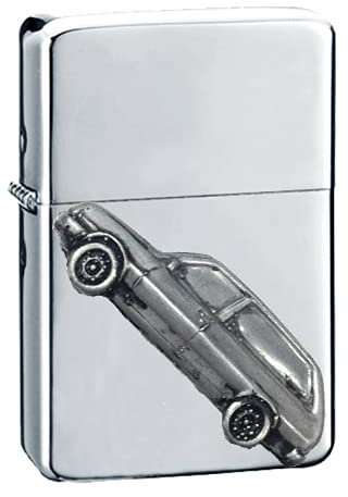 Classic French Car 305 Van ref182 Zinn Effekt Design auf einem Flip-Top-Benzinfeuerzeug, winddicht, Silber nachfüllbar