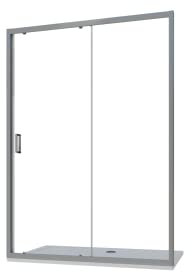 Box Doccia Nicchia 110 cm Mod. Sicily 2 Ante Apertura Scorrevole Vetro Temperato 6mm Trasparente Profili in Alluminio Cromato Flat Design Maniglia in Abs Cromato
