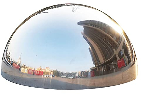 HomDSim 30 cm/12 inch Diameter Half Gazing Globe Mirror Ball,Silver 304 Stainless Steel Hollow Polished Reflective Smooth Garden Sphere,Colorful and Shiny Addition to Any Garden or Home