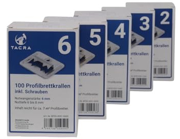 100 TaCra Profilbrettkrallen 3mm / Profilholzkrallen/Rustikalkrallen inkl. Schrauben