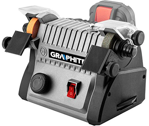 GRAPHITE 3-in-1-Akku-Mini-Schleifmaschine - Schleifmaschine, Polierer, Schleifer mit biegsamer Welle, Drehzahl 3000-9000 min-1, Scheiben-/Bürstendurchmesser 50mm, Spindelarretierung, Staubbehälter