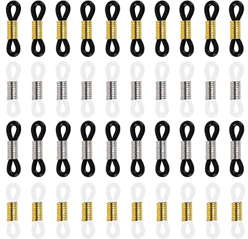 AWAVM 40 Stück verstellbare Brillenschnalle, Brillenring-Lanyard-Zubehör, Silikon-Brillenkettenhülle, rutschfestes Zubehör für Brillengestellketten