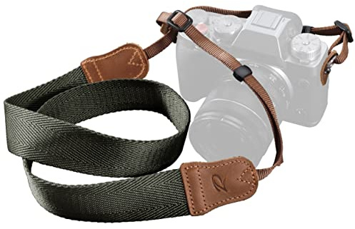 Padwa Lifestyle Olivgrün Kameragurt - 1.5 Breite Verrückte Pferd Kuhfell Kopf Kameragurte, Reine Baumwolle Gewebte Verstellbare Schulter-Nacken-Gurt für DSLR-Kameras, Großes Geschenk für Fotografen