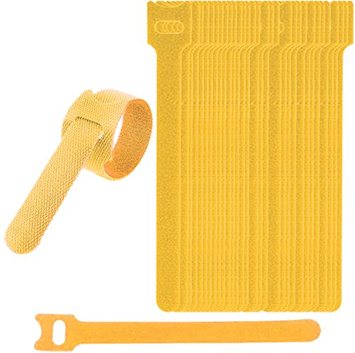 30PCS Adjustable Reusable Cable Ties Straps 12mmx150mm Hook and Loop Long Cable Straps Ties for Cable Management, Wire Tidy, Cord Organiser (Yellow)