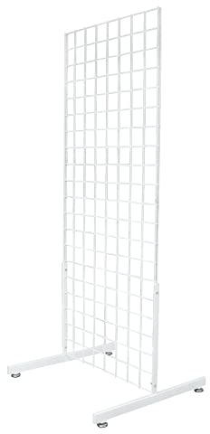 Grid Panel - 2 Way Floor Standing Display - Retail Shop Fittings - Heavy Duty Display (E3J5+) (White, 5ft)