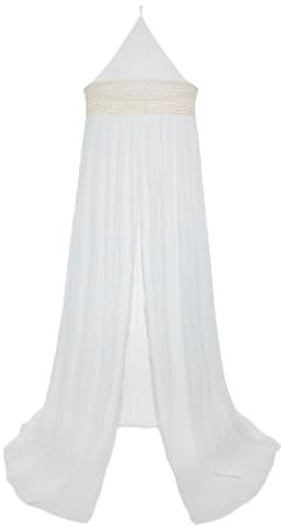 Jollein Baldaquin Vintage Boho Lace Ivory - Hauteur 245 cm - avec empiècement en Dentelle - Ciel de lit pour bébé - pour Chambre d'enfant - Couleur Ivoire, Blanc crème