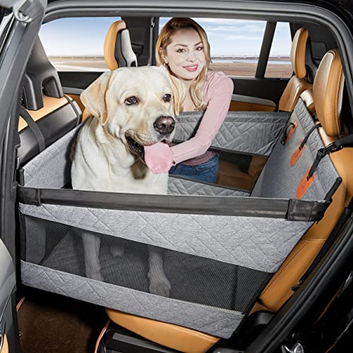 TKYZ Hundeautositz für mittelgroße Hunde, Rücksitzverlängerung für Hunde, große und kleine Hundeautositzbezug für Rücksitz, Hundehängematte für Auto, Rücksitz, Hundebett, Matratze, SUV, LKW (Grau-L)