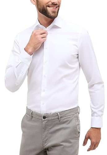 eterna, Slim Fit Hemd Langarm Popeline Größe 39, Farbe weiß