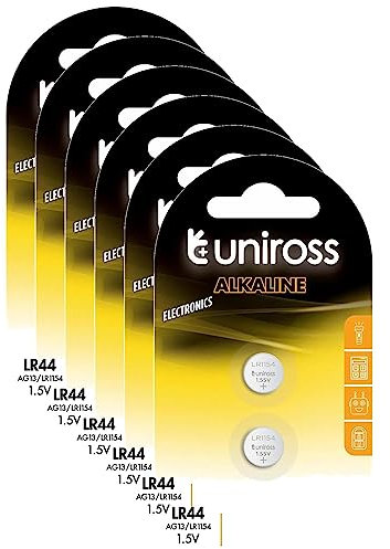 Uniross Pack de 6 x 2 Piles Boutons Alcaline LR44/AG13/LR1154-1,5V