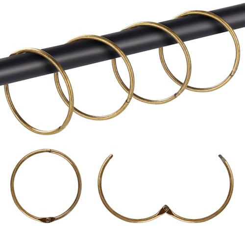 30Pcs Shower Curtain Hooks,Metal Round Shower Curtain Hooks Roman Rings Rustproof Decorative Shower Curtain Rings (Metal, Bronze)