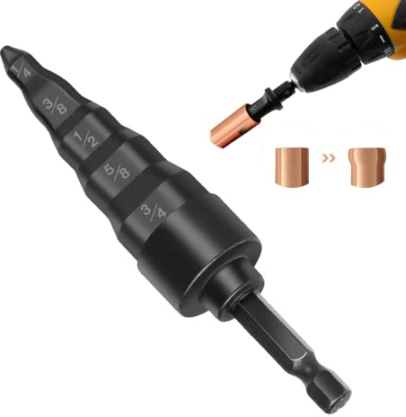 Herramienta de reparación de HVAC, expansor de tubo abocardador 5 en 1 para aire acondicionado, juego de brocas abocardadoras para tubería de cobre con brocas de 1/4, 3/8, 1/2, 5/8, 3/4