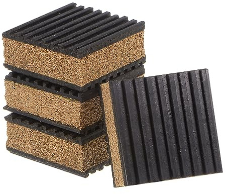 QUARKZMAN 4Stk Gummi Anti-Vibrationspads Vibrationsdämpfer 2 x 2 x 7/8 Isolationspad Vibrationsisolationspads Gerippte Matten mit Kork-Mitte für Waschmaschine Luftkompressen Laufband