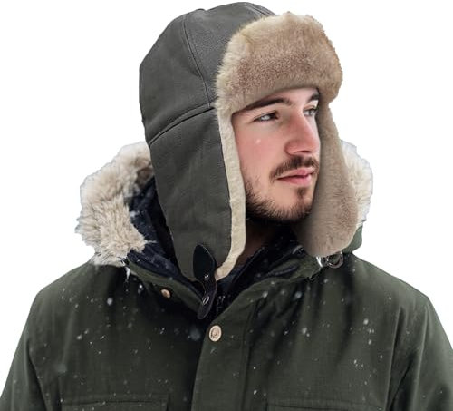 Clakllie Winter Warme Kunstfellmütze Fellmütze,Trappermütze Bomber Hut mit Ohrenwärmer Wintermütze Uschanka Russenmütze mit Ohrenklappen,Fliegermütze Pilotenmütze Aviatormütze Ohrenschützer für Unisex