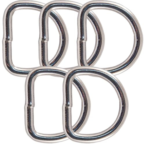 6mm x 50mm D Rings, Pack of 5 – A4 316 Marine Grade Stainless Steel Welded Polished D-Ring for Heavy Marine Rigging, Cargo, Trailer Strapping & Industrial Use