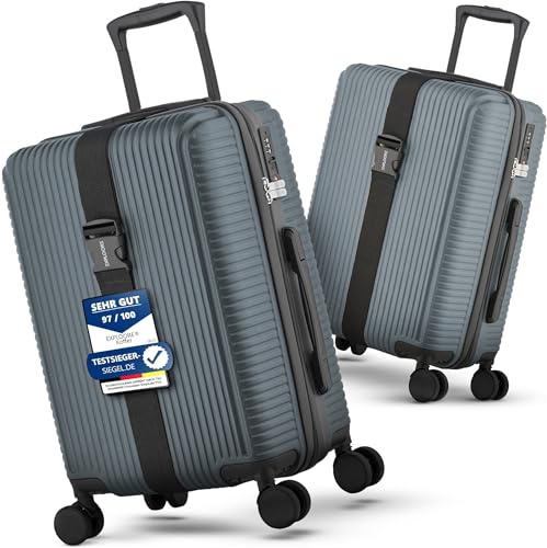 EXPLOORE Handgepäck Koffer, Trolley, Leichter Robuster Hartschalenkoffer mit TSA-Schloss, Reisekoffer mit Rollen, ideal als Koffer Handgepäck (Anthrazit-grau)