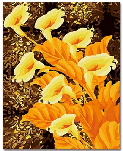 Yeecer Malen Nach Zahlen Erwachsene Gelbe Calla-Lilie,DIY Ölmalerei Kits für Anfänger und Erwachsene,Leinwand Ölgemälde Set mit Pinsels und Farbe für Home Wand Dekoration Geschenk -mit Rahmen 45x60cm