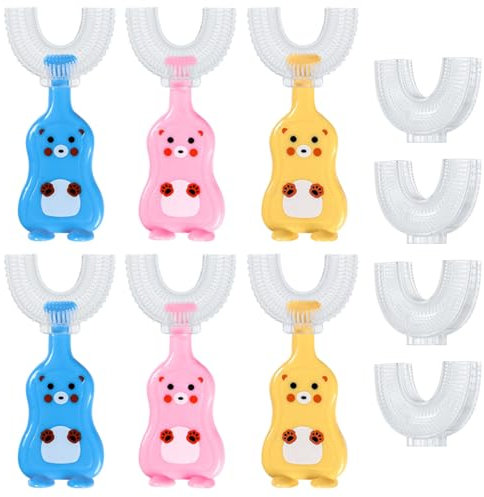 DKDDSSS 6 Stück Zahnbürste Kinder U Förmige Zahnbürste,All Rounded Kinder U-Form Zahnbürste,Massage-Zahnfleisch, Rundumreinigung,Cartoon Design,Silikon Kinderzahnbürste Alle Abgerundeten 2-6 Jahren
