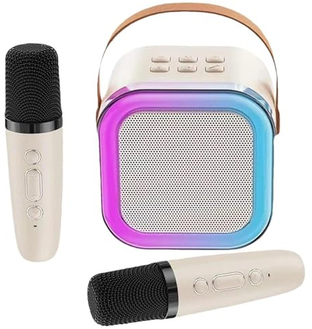 Macchina Karaoke per Adulti, Karaoke, Altoparlante Portatile con Luci a LED e 2 Microfoni Wireless, Altoparlante per cantare con microfono, Altoparlante senza fili, Macchina per karaoke a casa