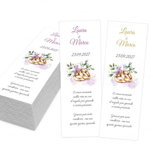 CORMAR Bigliettini Matrimonio Personalizzati – Kit da 60 Pezzi – Segnaposto o per Bomboniera con Frase a Scelta – Ricordo Elegante per Invitati