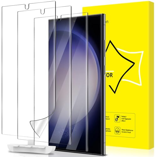 GiiYoon 3 Pack skärmskydd för Samsung Galaxy S23 Ultra, HD klar bubbelfri inga upphöjda kanter inte våt applikation flexibel TPU mjuk film