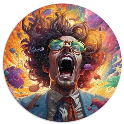 1000-teiliges Puzzle, Neon-Mann, farbenfrohes, kreatives, rundes Puzzle, für Erwachsene und Kinder ab 12 Jahren. Kartonpuzzle, Lernspiel für Erwachsene und Kinder. Größe: 67,5 x 67,5 cm
