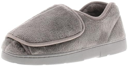 Dr Keller Womens Extra Wide Opening Slippers Wide Fit Orthopaedic Diabetic Ladies House Shoes (Grey, UK Footwear Size System, Adult, Women, Numeric, Medium, 6)