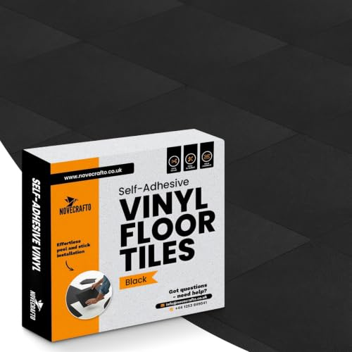 Vinyl Floor Tiles Self Adhesive - 50 Pack / 50sqf (4.65 sqm) Vinyl Flooring Peel And Stick Floor Tile - 12x12 inch (30.5x30.5cm) - For Kitchen, Living Room and Bathroom - Black Checkerboard