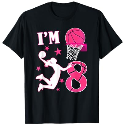 8° compleanno a tema basket 8 anni bambina compleanno Maglietta