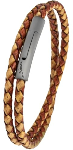 Simaru Premium Lederarmband Made in Germany für Damen & Herren, Unisex Echtleder Armband geflochten mit Edelstahl Hakenverschluss, hautfreundlich