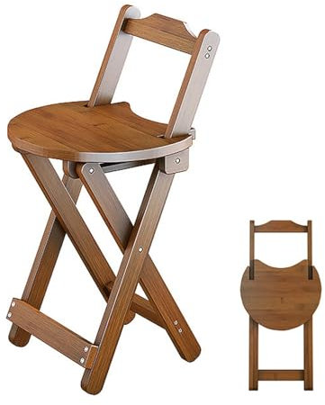 Guyifuny 18/25/30 Zoll Bambus-Klapphocker mit Rückenlehne, zusammenklappbarer tragbarer Barhocker ohne Montage für Erwachsene, Küche, Café, Gitarre, Braun, 45 cm