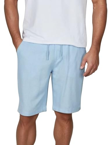 DENIMFY Korta byxor herr chinos linne shorts DFAlessio normal passform dragsko elastisk linning enfärgad svart grön blå beige vit S M L XL XXL 3XL 4XL 5XL, Chambray Blue, M