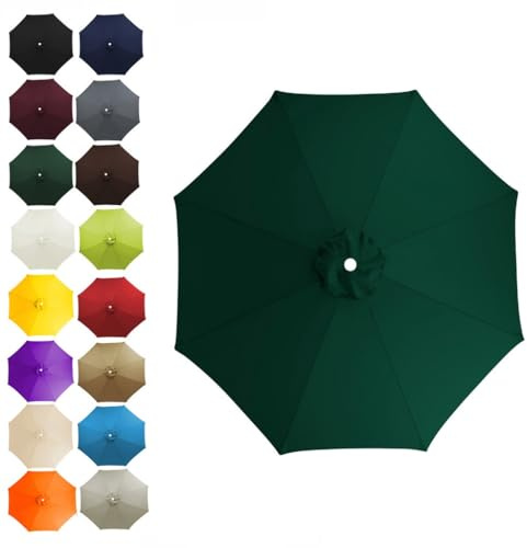 Telo di ricambio for ombrellone da giardino 3/3,5/4 m for ombrelloni da esterno for ombrellone a 8 stecche impermeabile anti-UV for patio esterno(Dark green,4m)