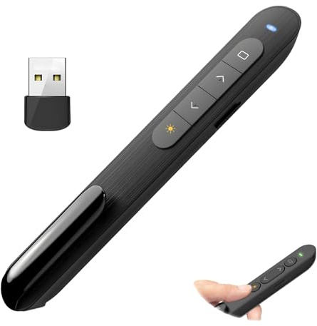 Presentation Clicker for PowerPoint Remote, Wireless Presenter with USB Receiver, Remote Presentation Pointer and Slide Advancer PPT Clicker, Compatible with Laptop, PC, and Computer