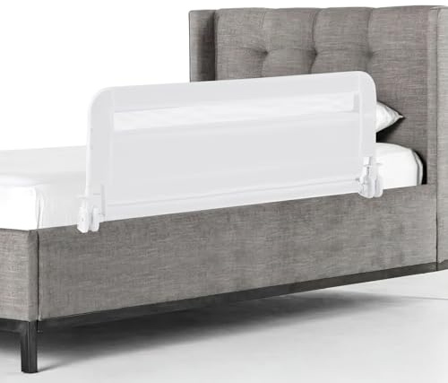 COSTWAY Bettgitter klappbar für Kleinkinder, 100 x 42 cm Bettschutzgitter mit Sicherheitsgurt & abnehmbarem Bezug, Kinderbettgitter, Rausfallschutz für Kinderbett Boxspringbett (Weiß)